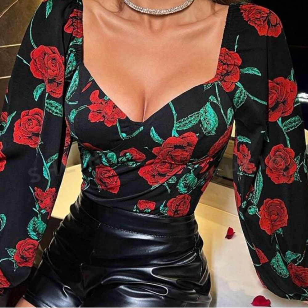 Rose Print Top